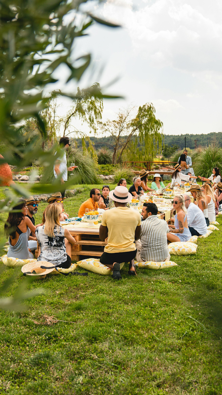 Group dining experience, long table